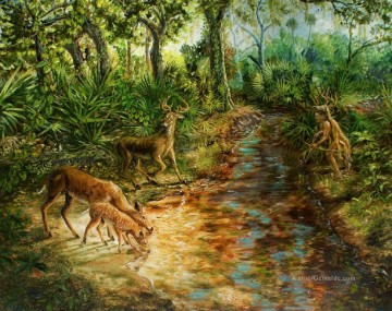primitive Deer Jagd Ölgemälde